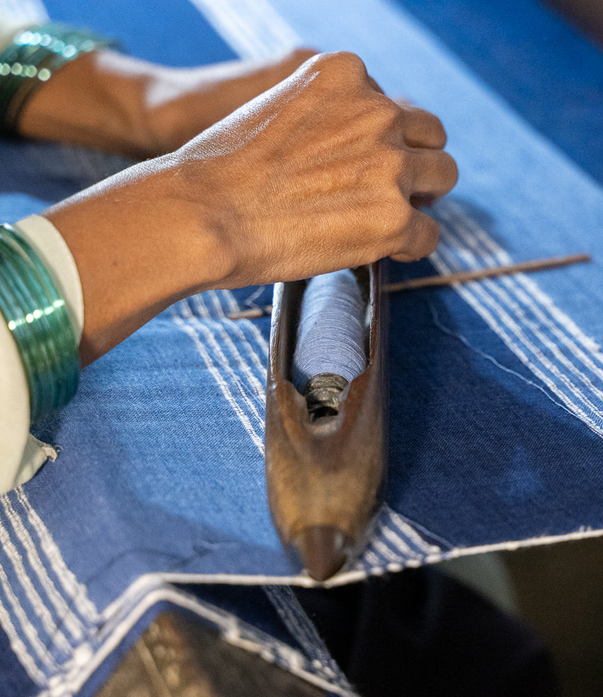 Schal Indigo-gestreift aus Bio-Baumwolle