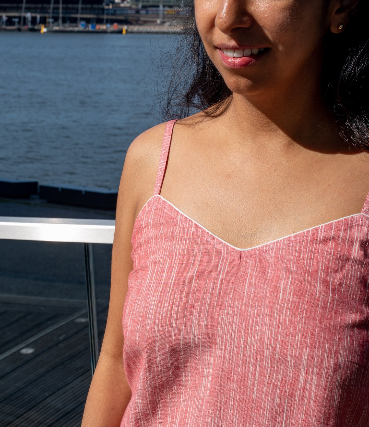 Pink or blue cotton spaghetti top with shorts