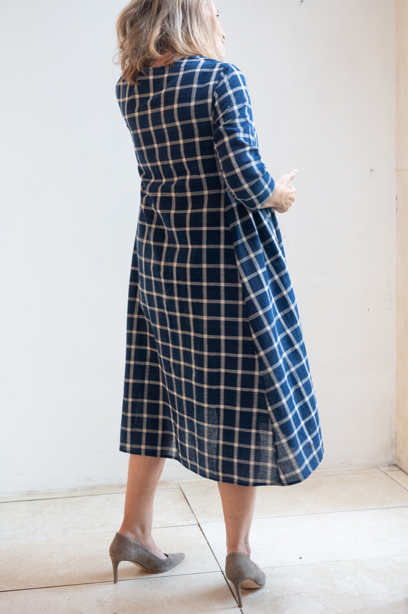 Checked cotton dress, pure Indigo
