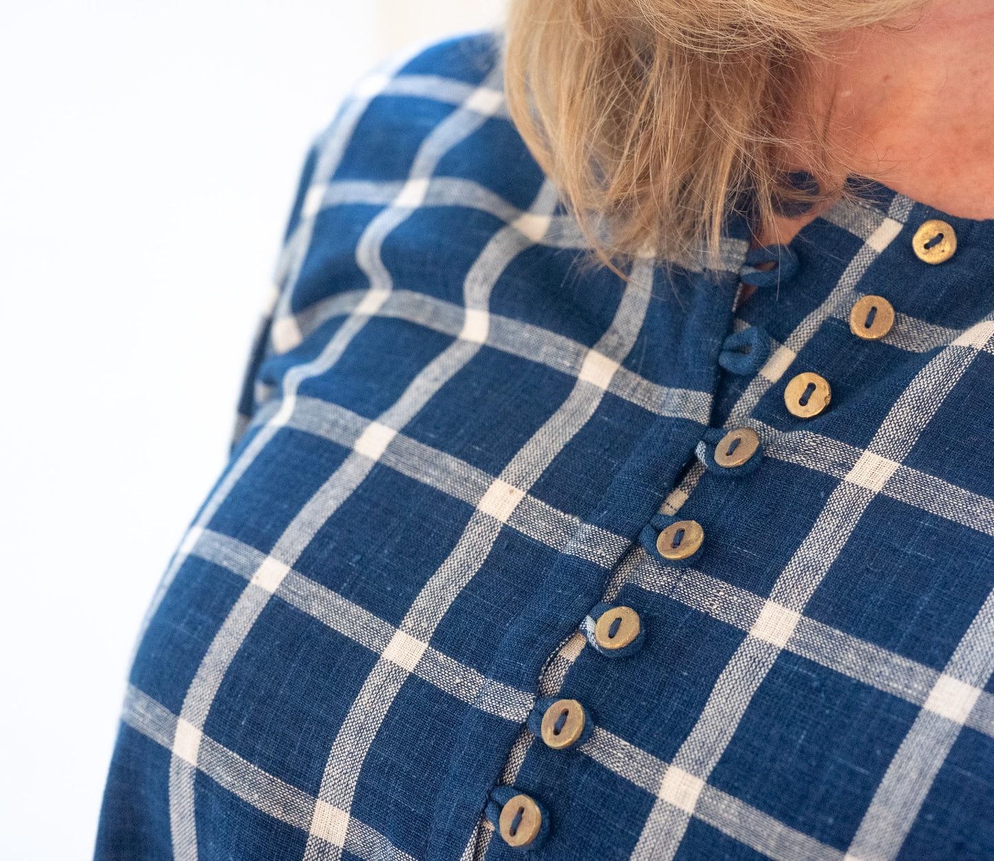 Checked cotton dress, pure Indigo