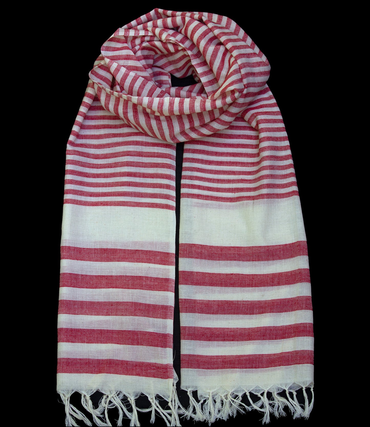 Sjaal biokatoen rood gestreept
