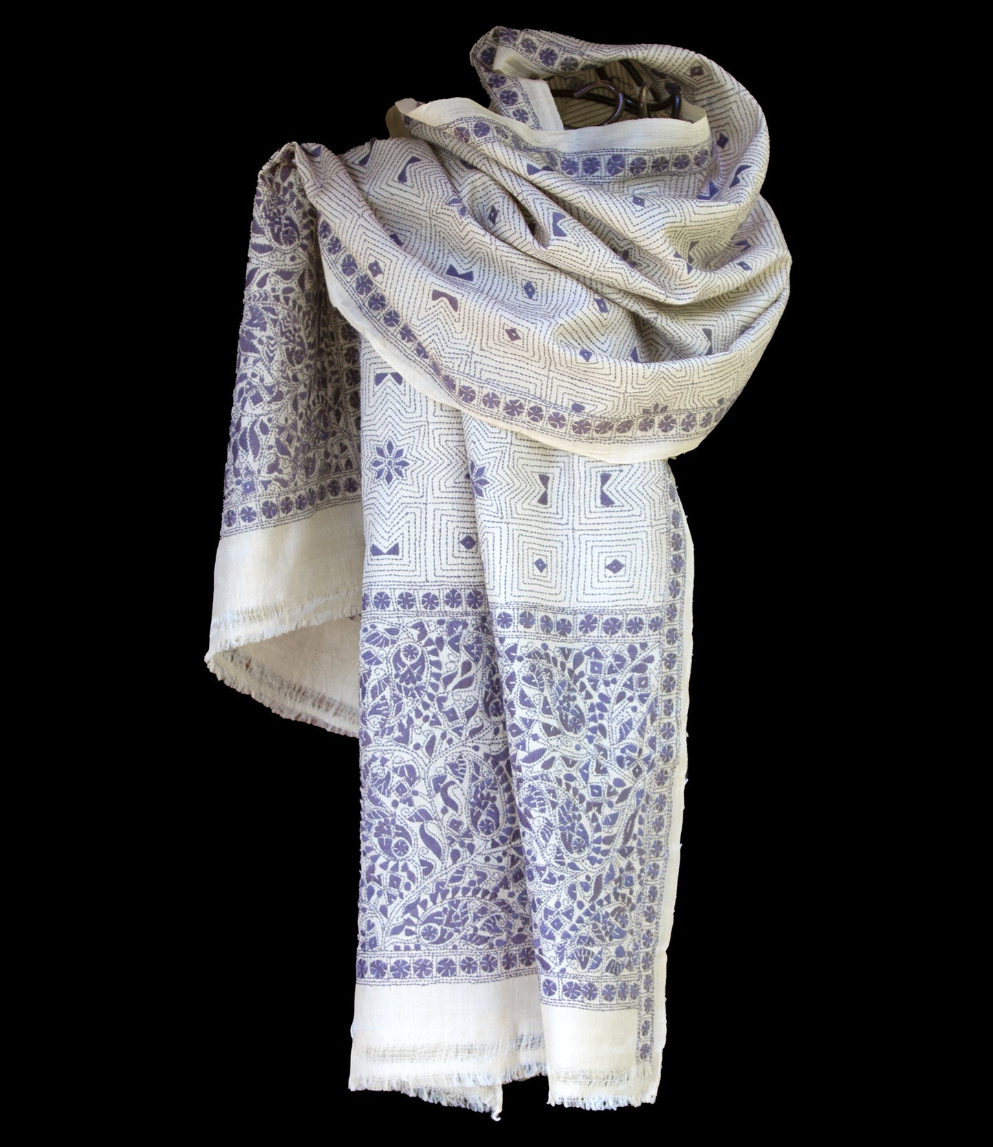 Nakshi Kantha Schal Lilac Delight