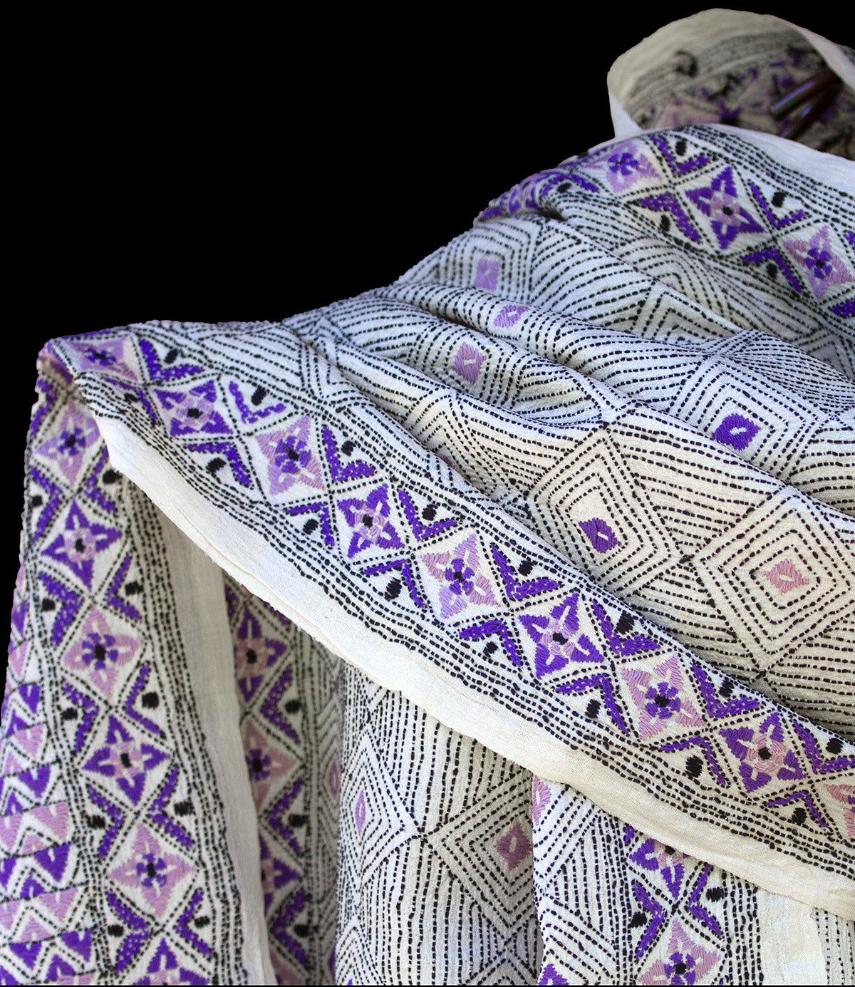 Nakshi Kantha Sjaal Roze-Paars