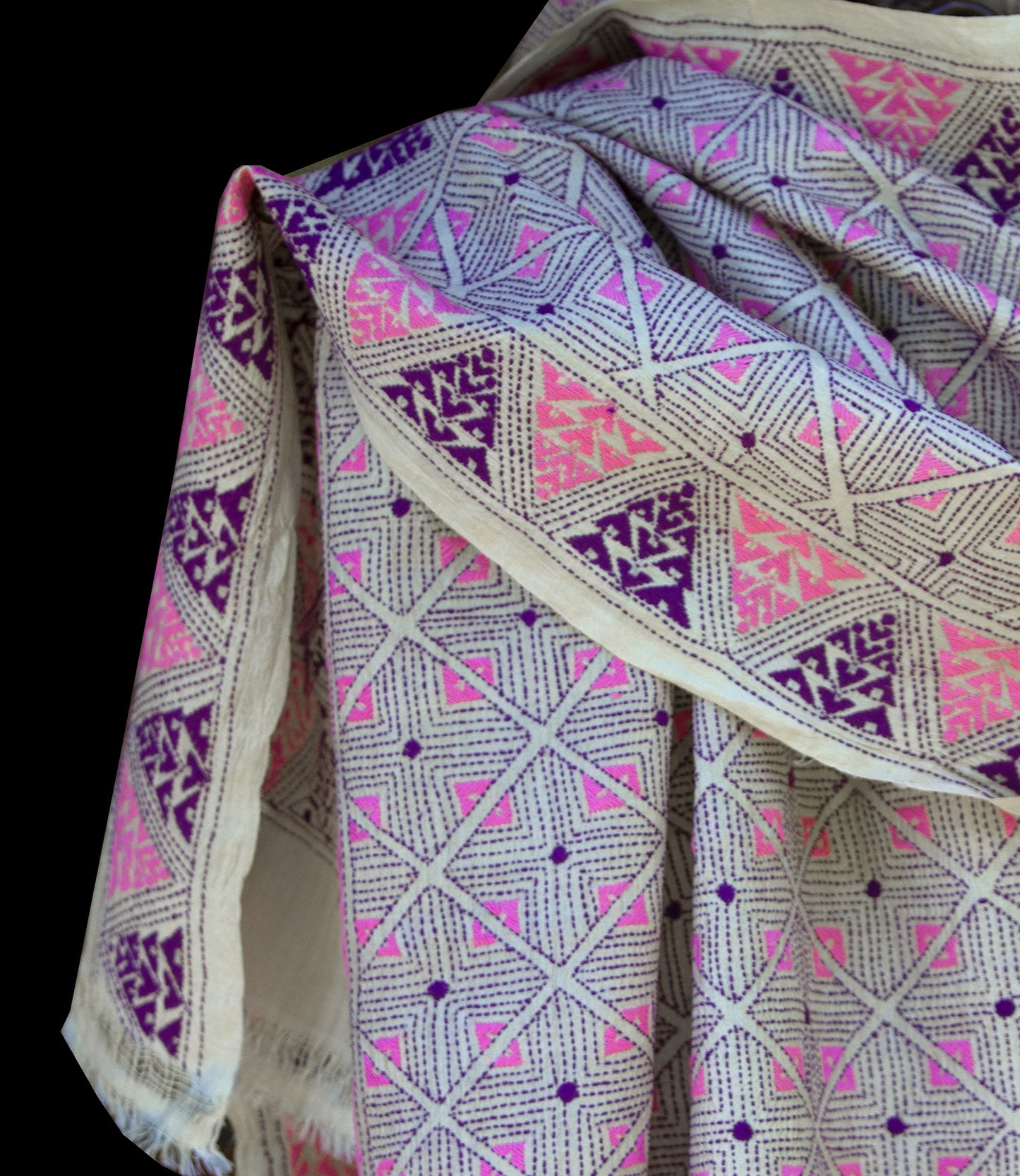 Nakshi Kantha Scarf Purple Peak