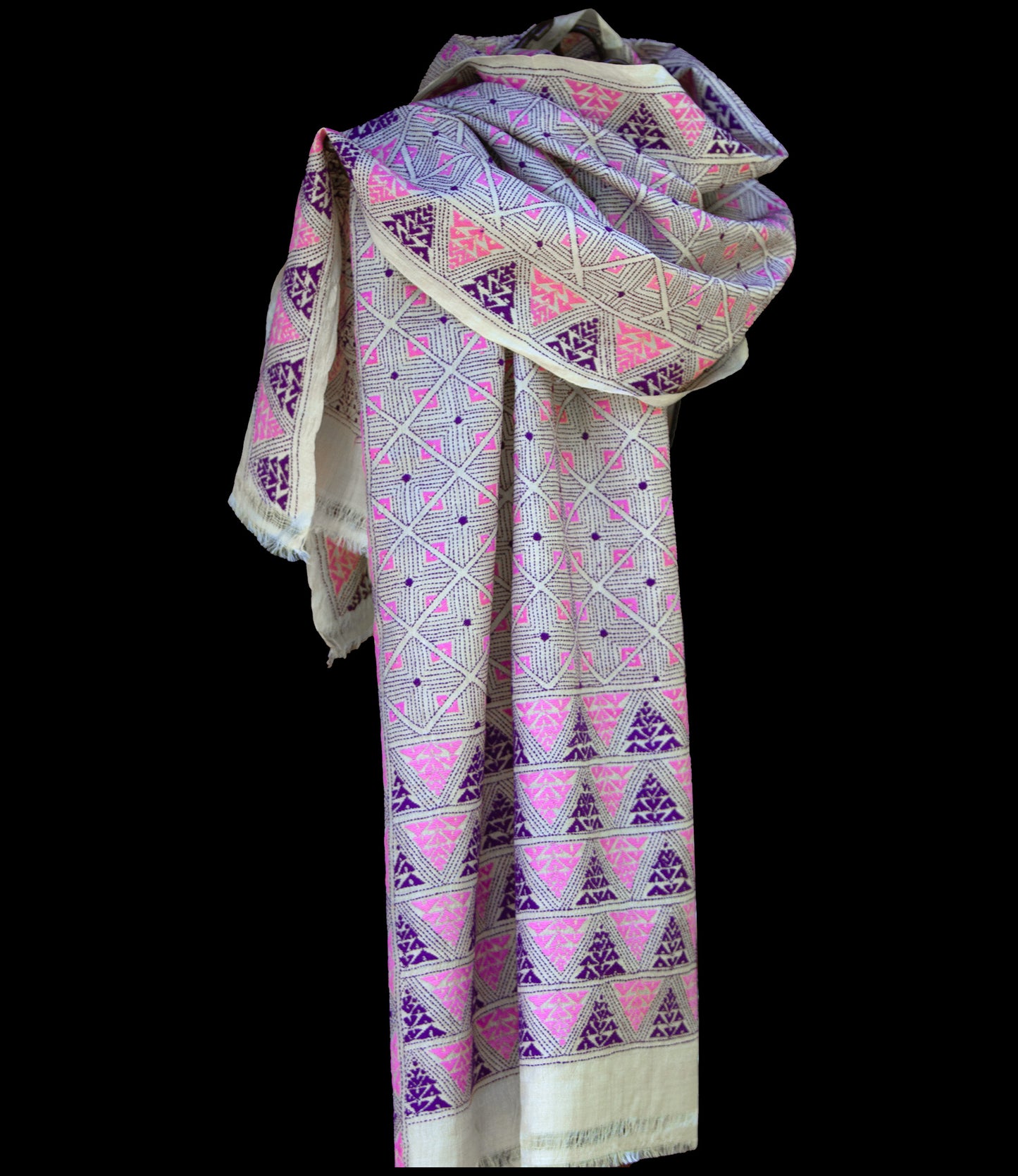 Nakshi Kantha Scarf Purple Peak