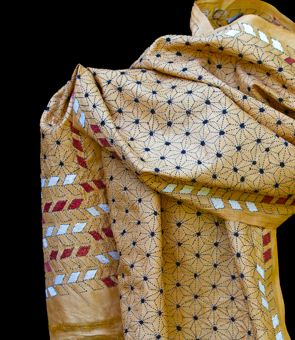 Nakshi Kantha shawl Lilac Delight