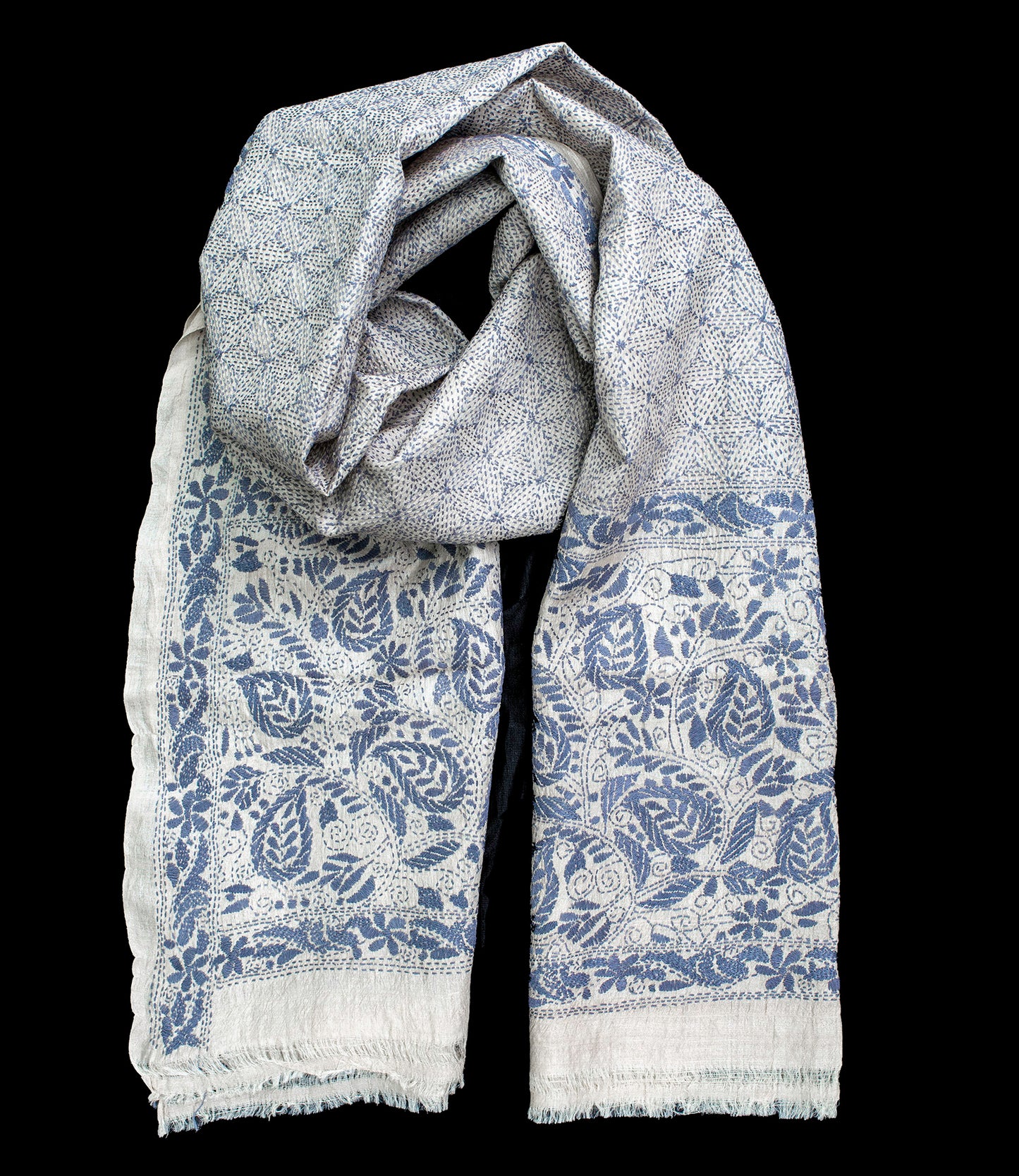 Nakshi Kantha scarf Magenta Geometry
