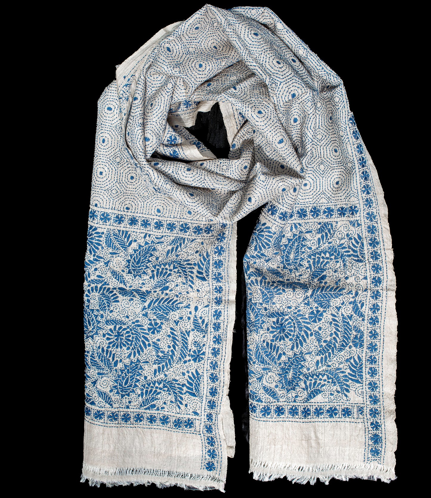 Nakshi Kantha sjaal Helder Lichtblauw