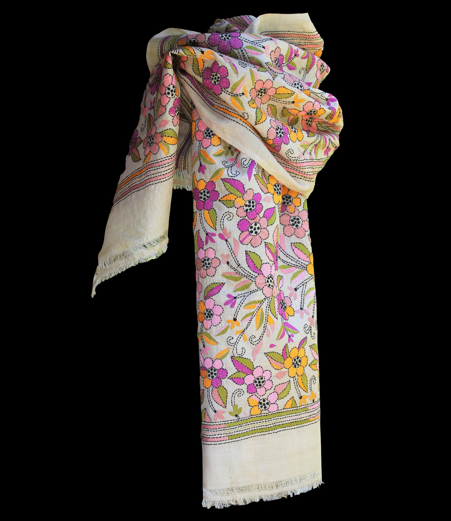 Nakshi Kantha Schal Summer Bloom
