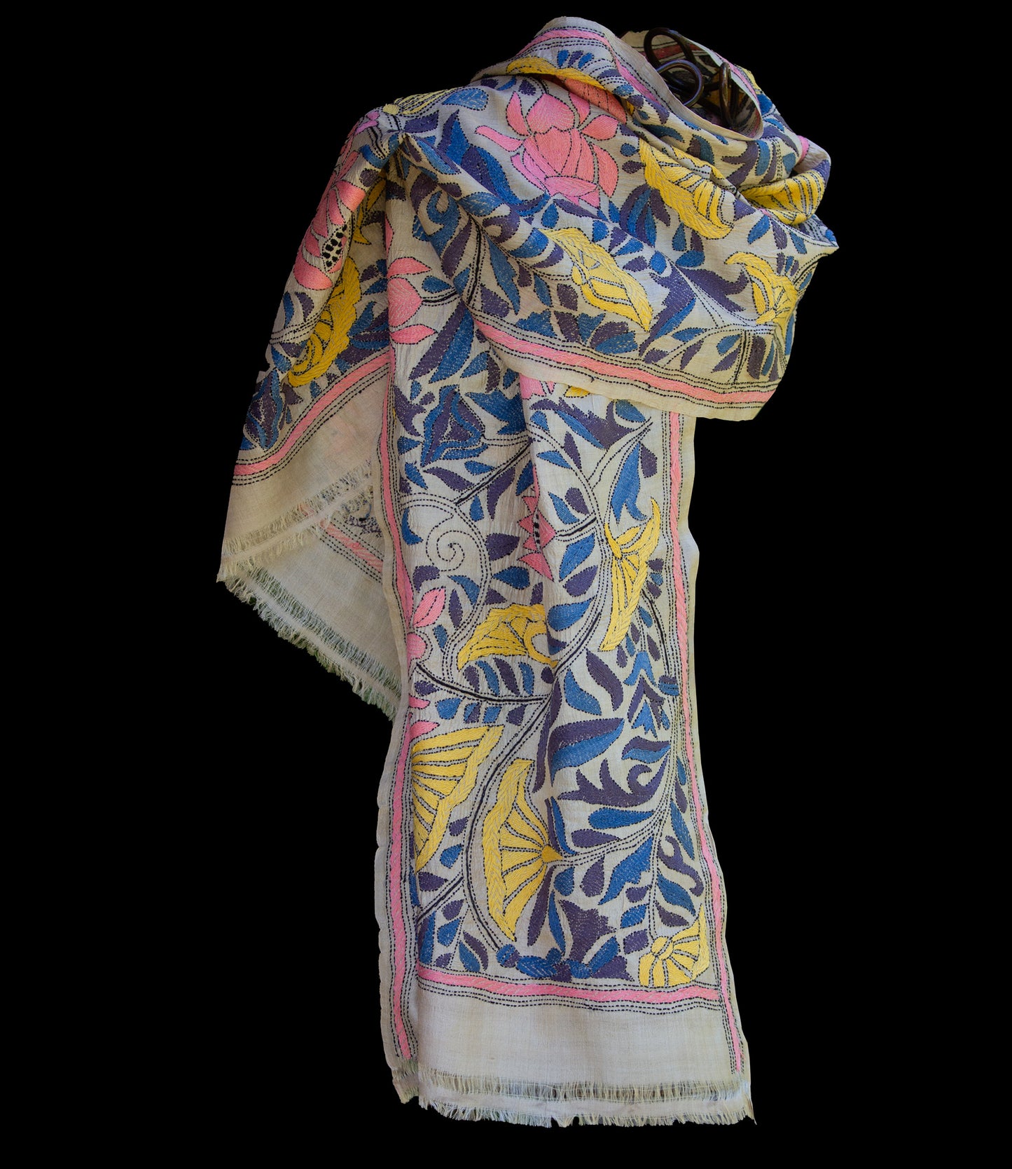 Nakshi Kantha sjaal Lotusbloemen