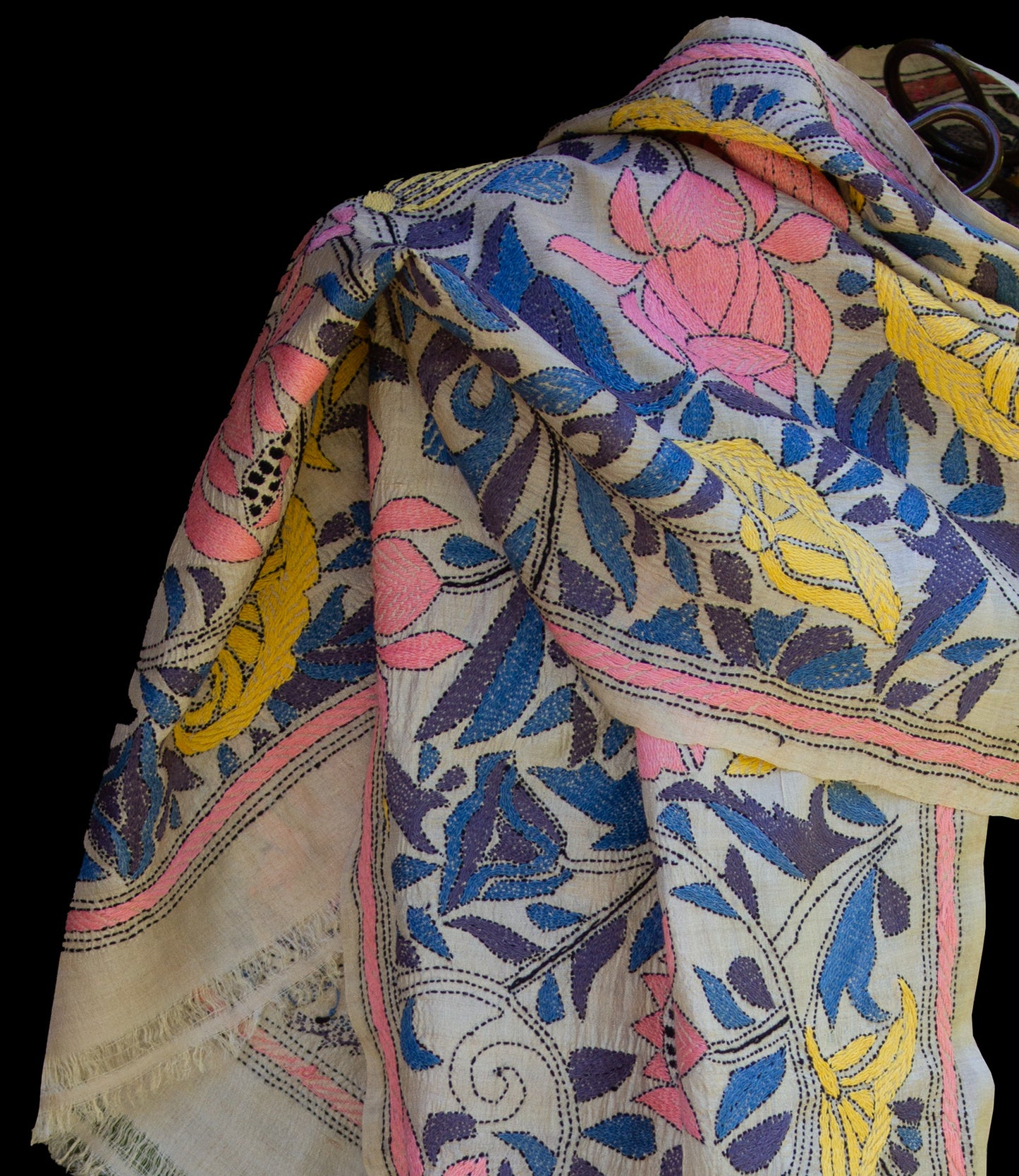 Nakshi Kantha sjaal Lotusbloemen