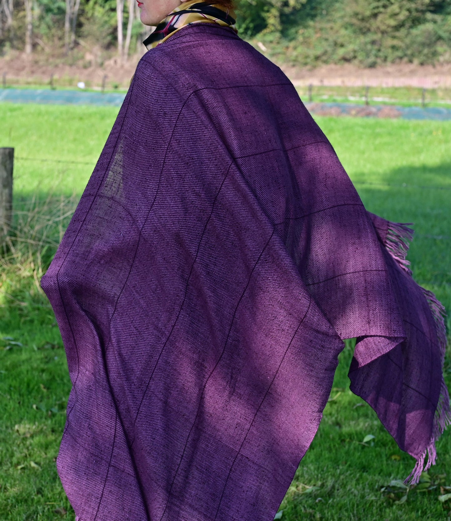 Large pashmina shawl in natural purple