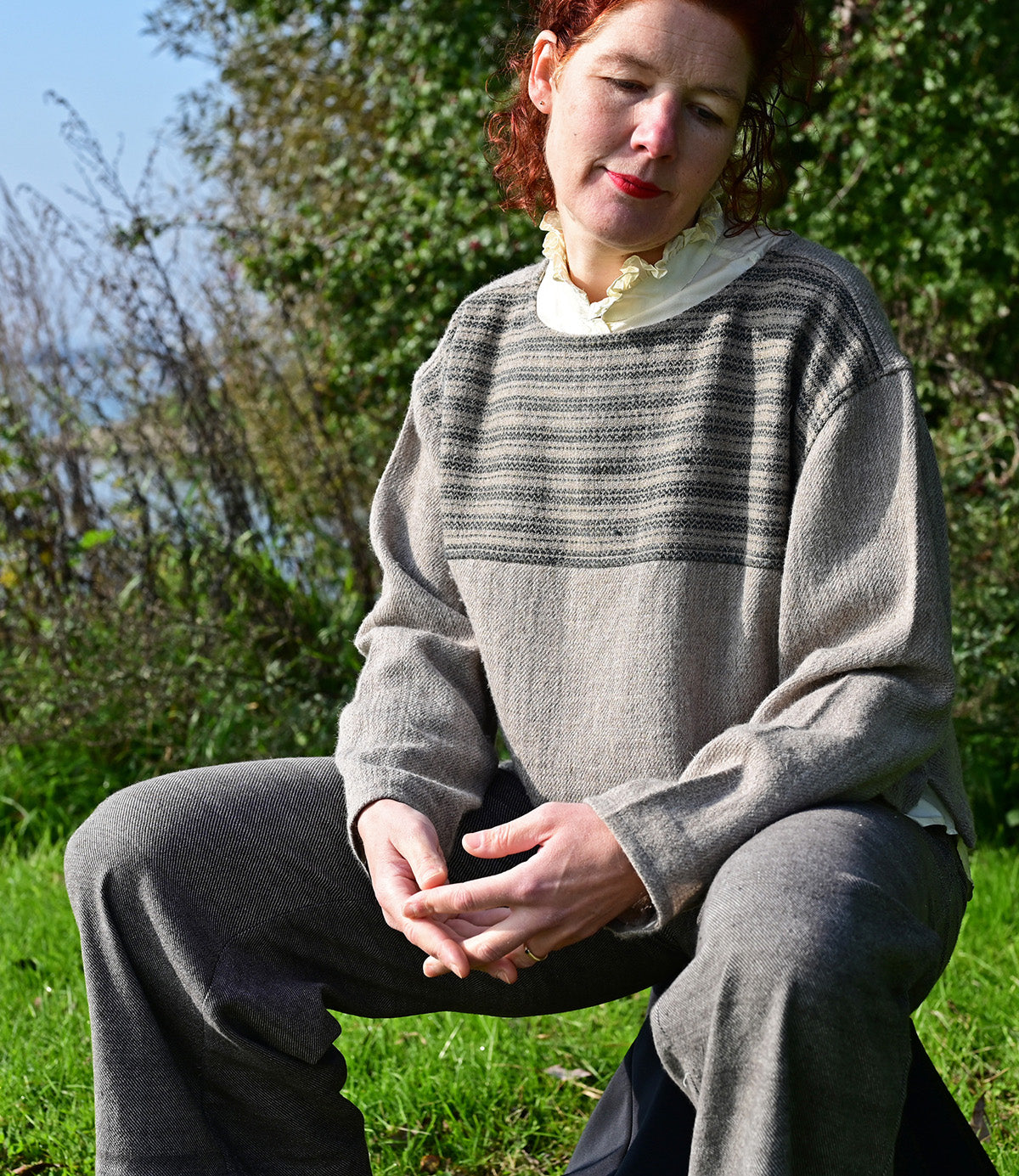 Wool sweater brown striped