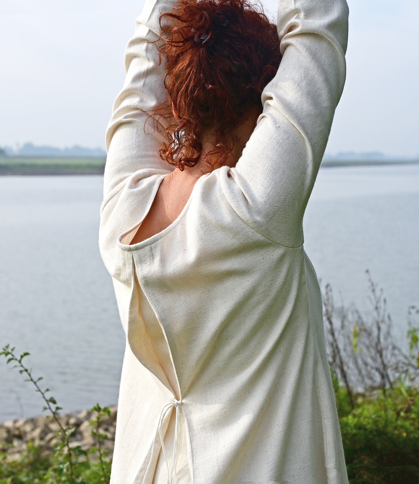 Ivory white cotton dress
