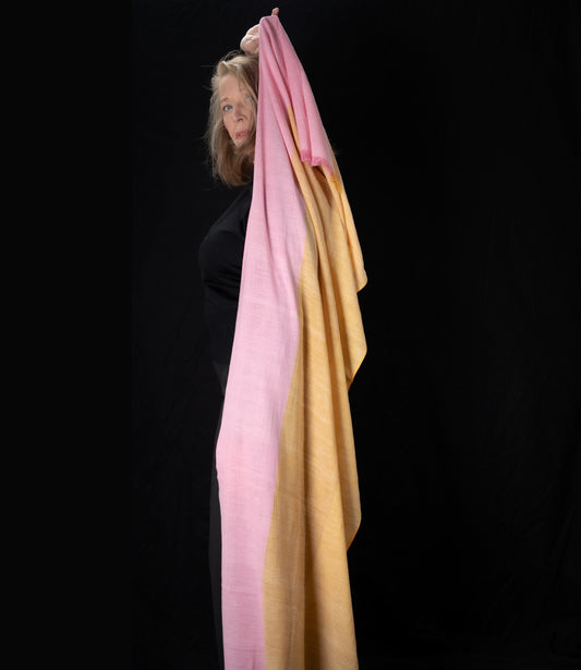 Schal aus Bio-Baumwolle rosa-gelb