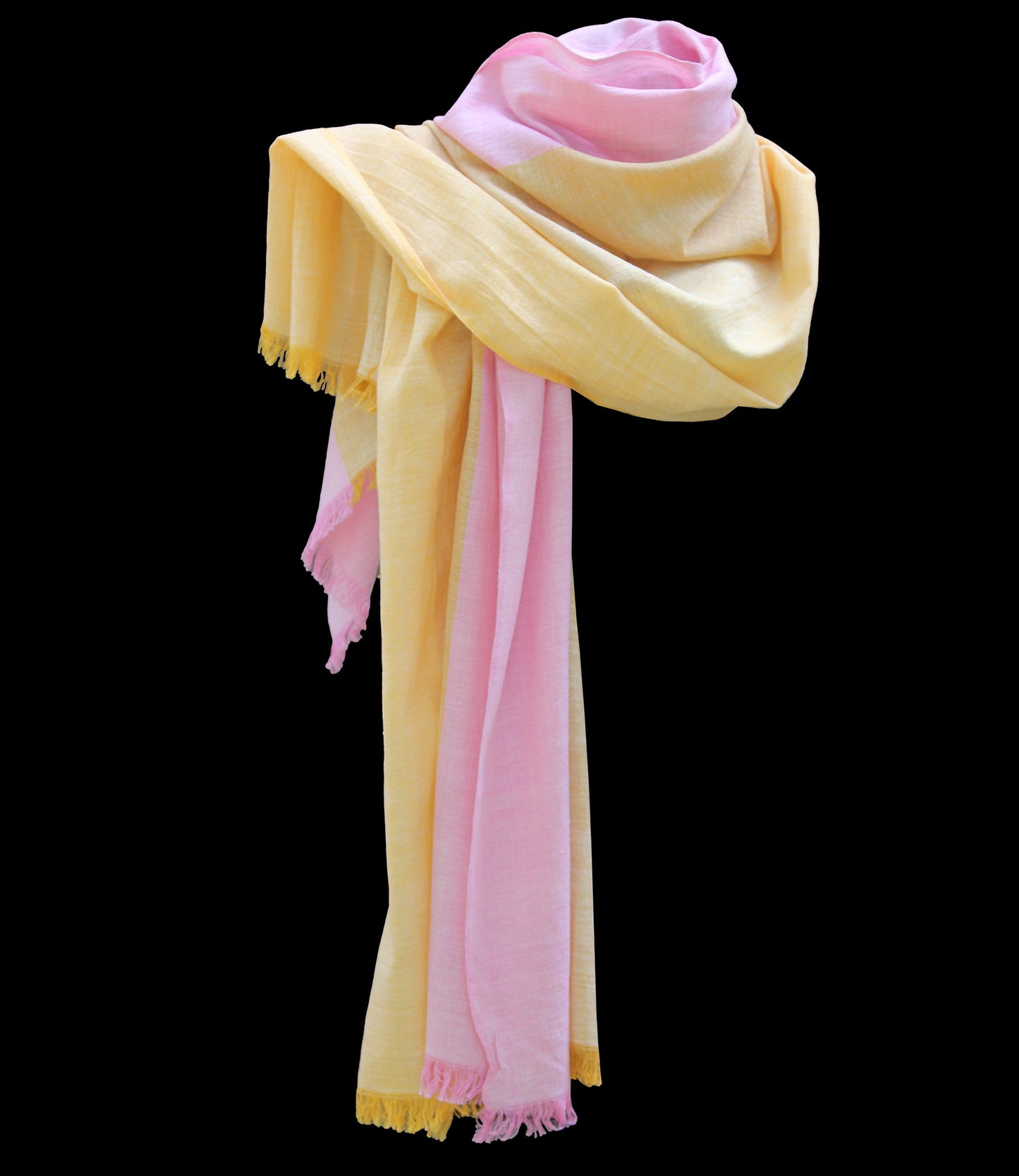 Sjaal biokatoen roze-geel