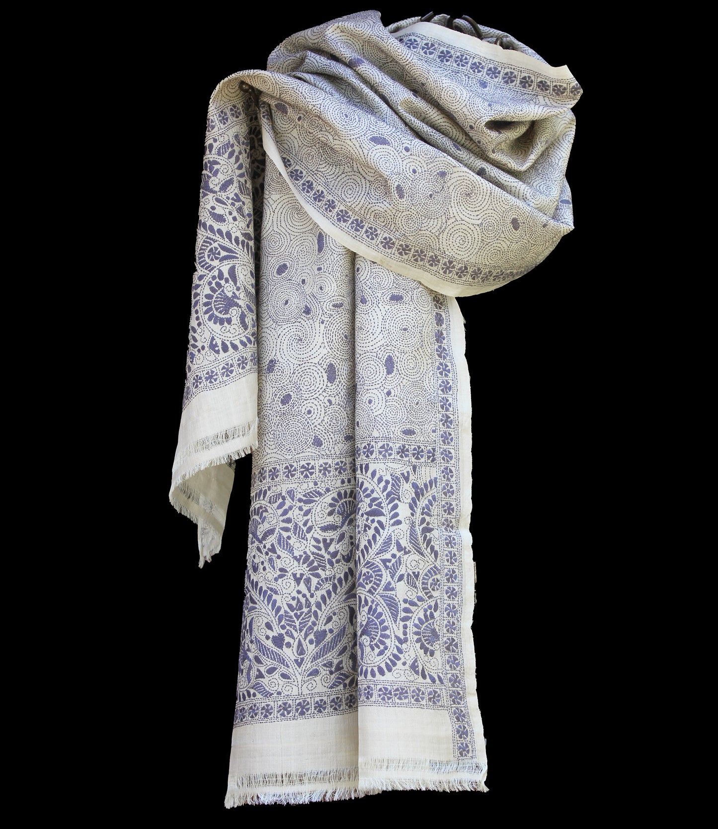 Nakshi Kantha scarf Blue Universe
