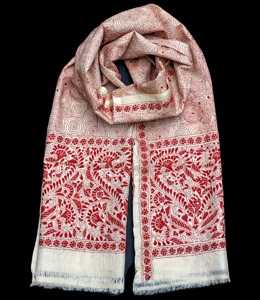 Nakshi Kantha Scarf Sea Blue