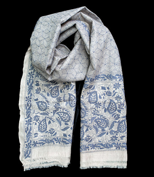 Nakshi Kantha scarf Magenta Geometry