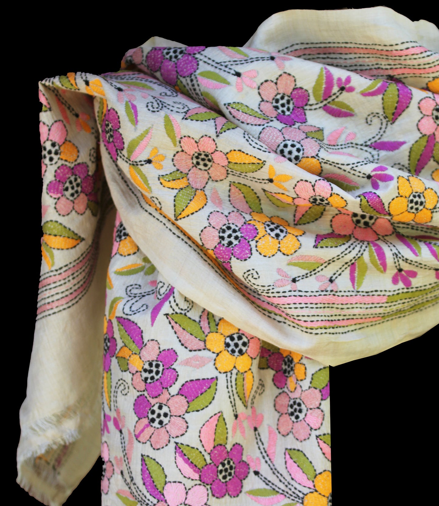 Nakshi Kantha scarf Summer Bloom
