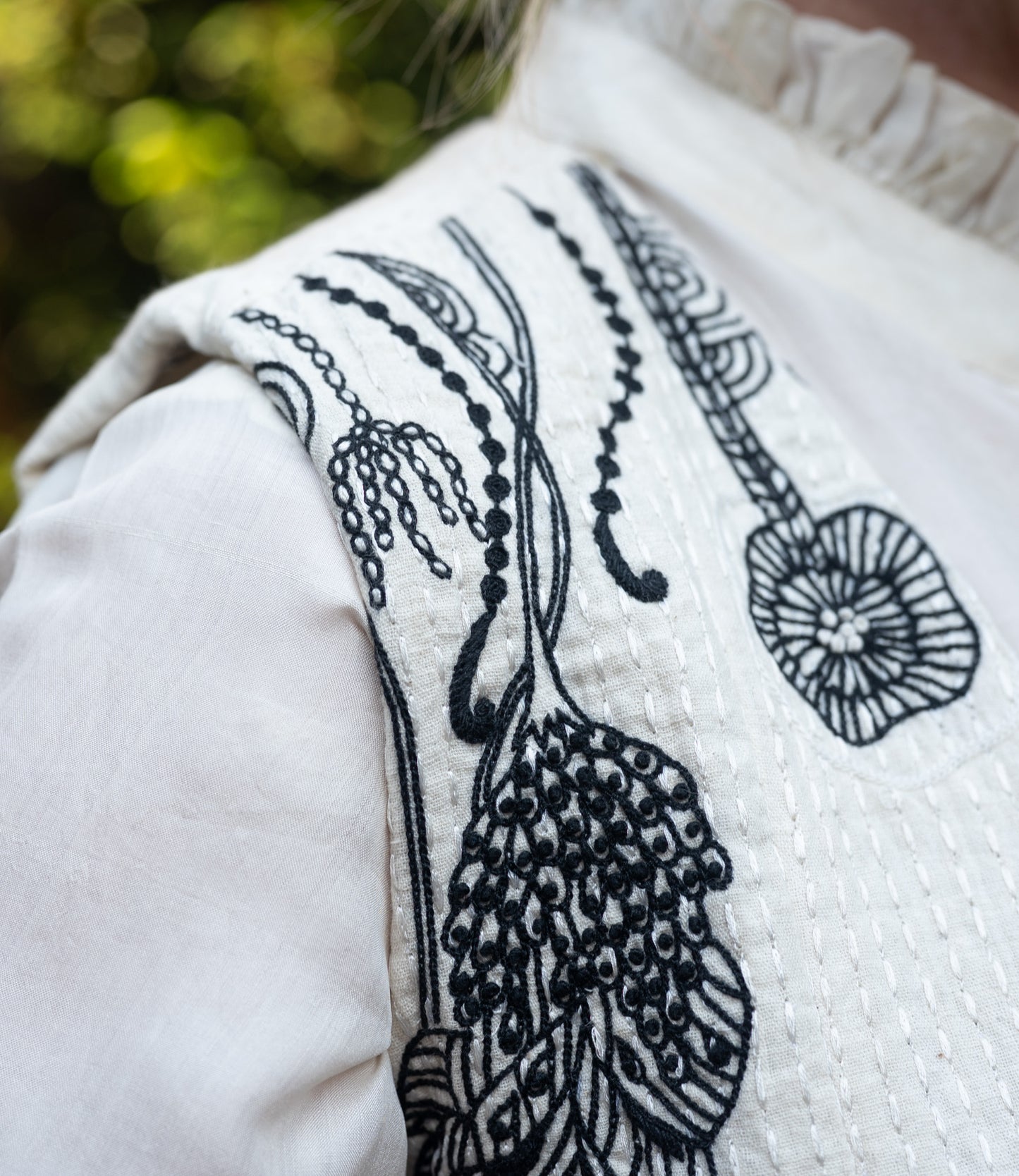 White embroidered cotton and silk waistcoat