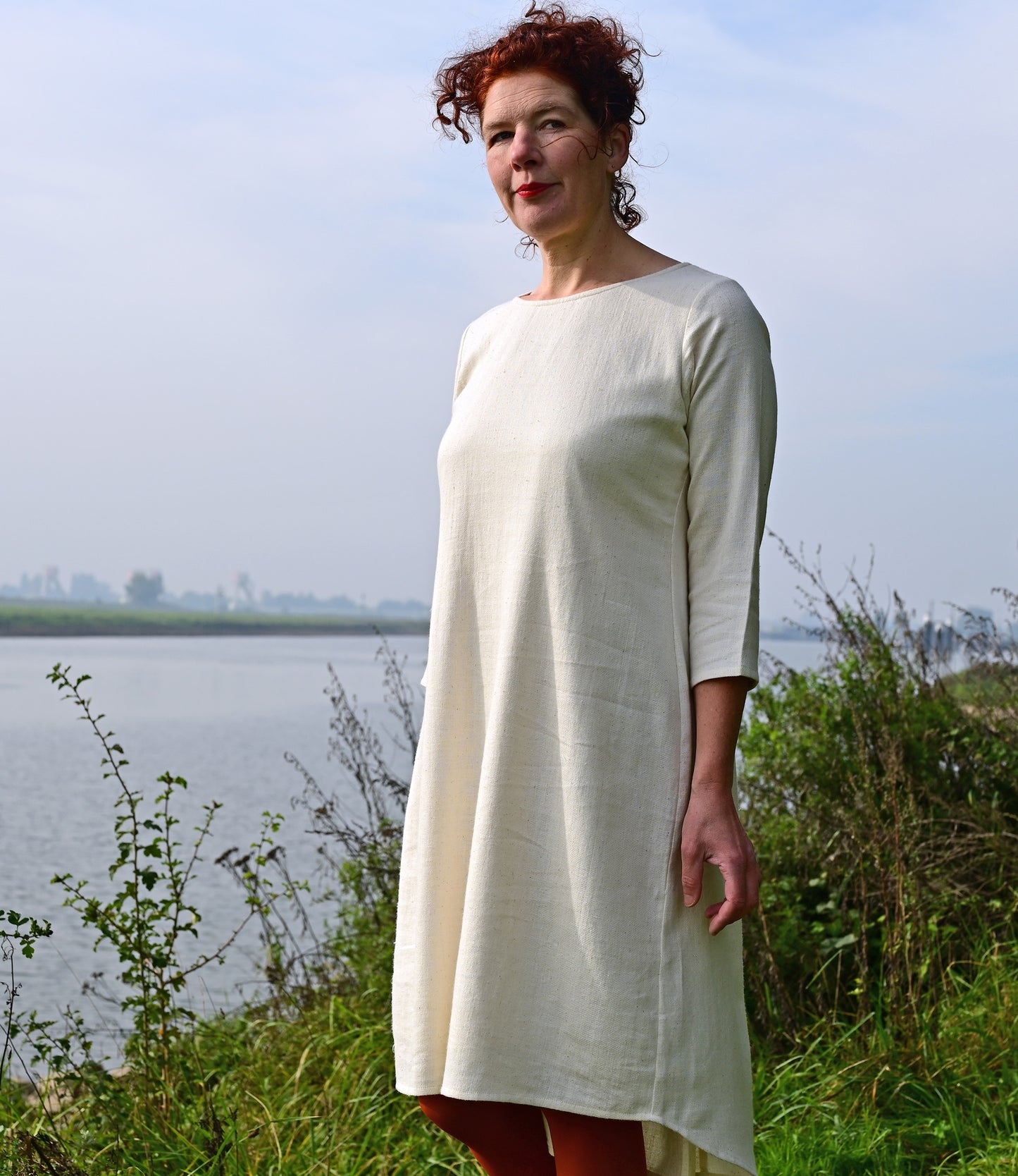 Ivory white cotton dress